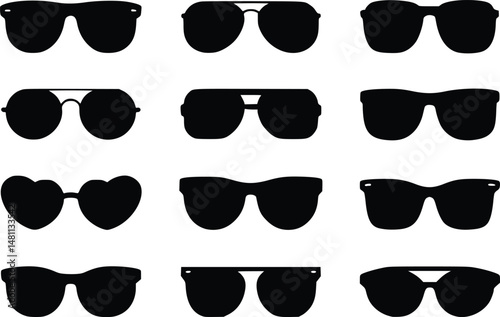 Eyewear Accessory Icons Stylish Sunglasses Silhouette Collection 