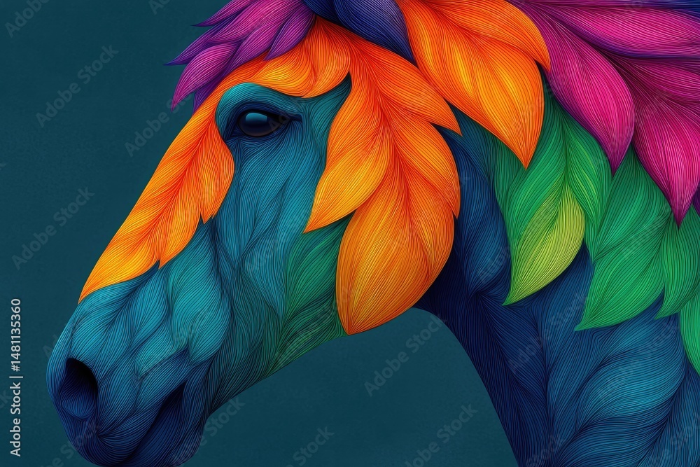 Fototapeta premium Colorful stylized illustration of a horse's head.