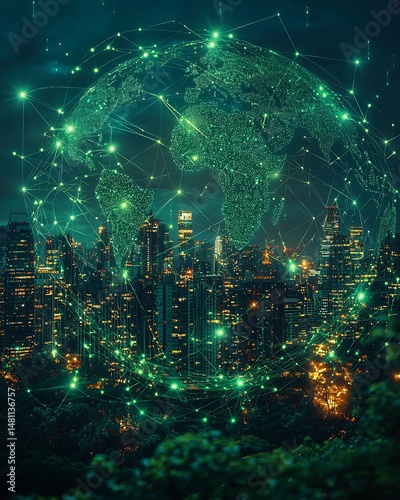 Circular economy visual embedded within Earth system feedback loop Circular Thinking Integration green economy overlay system interaction art digital render