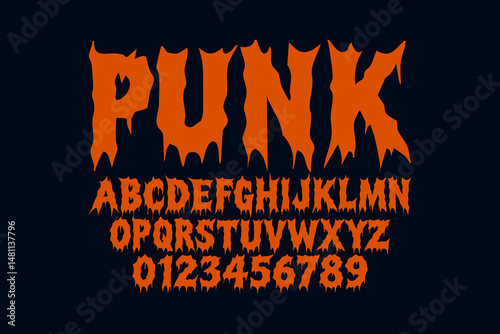 Horror font design. Gothic metal alphabet typeset