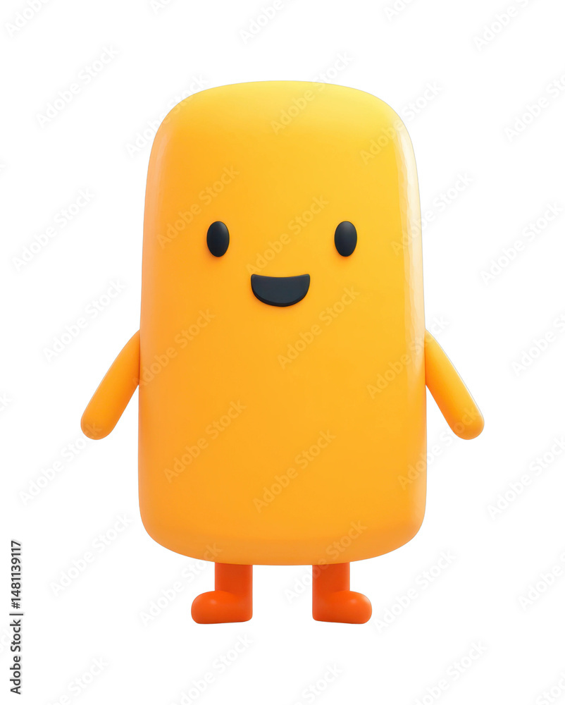 Cute smiling yellow cartoon character with arms and legs, cut out - stock png. Cute smiling yellow cartoon character with arms and legs, cut out - stock png.