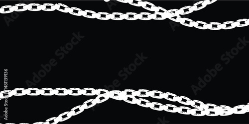 White chains hanging on black background creating a frame