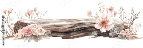 Rustic floral log design