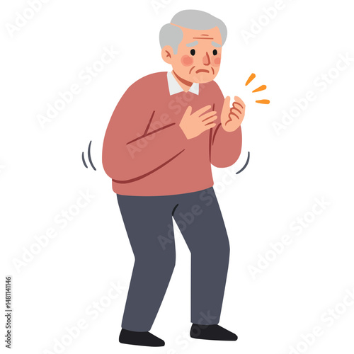 Elderly man with trembling hands, his wrinkled face reflecting wisdom of years and touching vulnerability of aging.