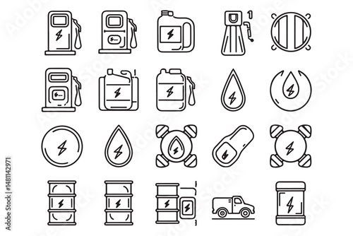 vector gas or fuel icon collection