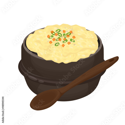 Vector Illustration logo Clipart Korean Steamed Egg Custard Gyeranjjim