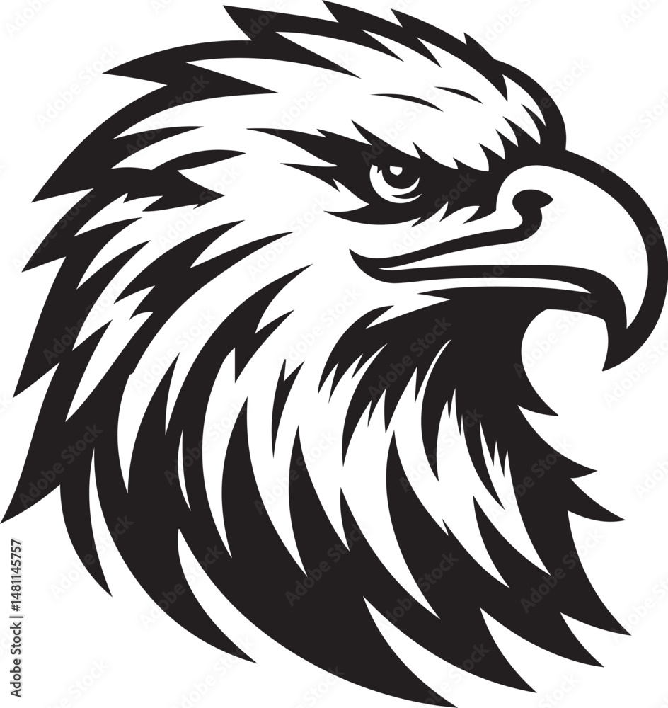Fototapeta premium Eagle head silhouette logo icon vector art illustration design template