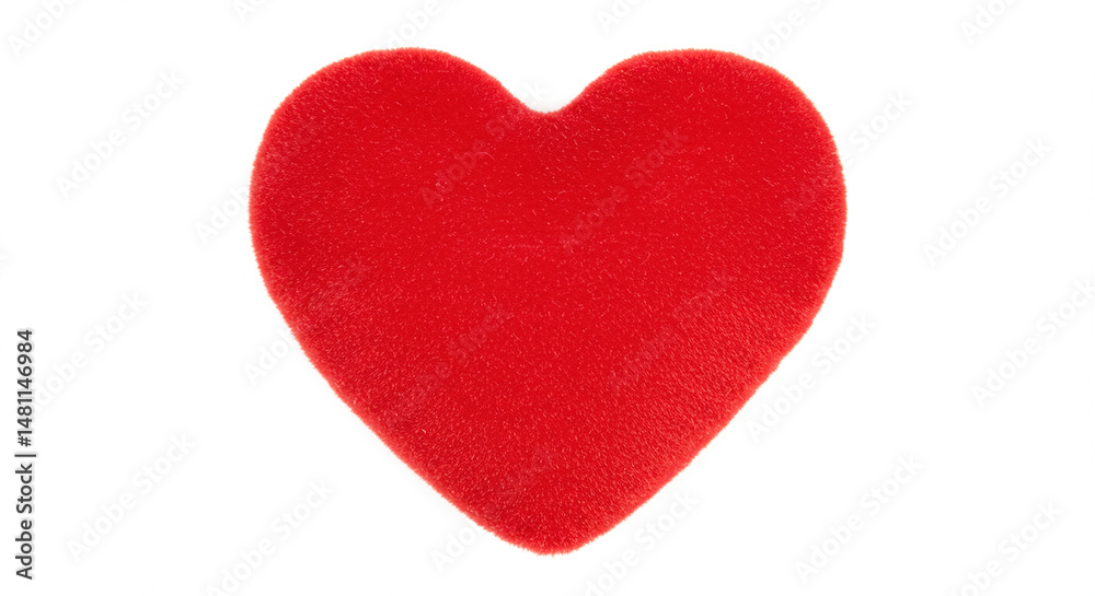 Fototapeta premium Red Fluffy Heart Isolated on White Background – Love and Valentine's Concept