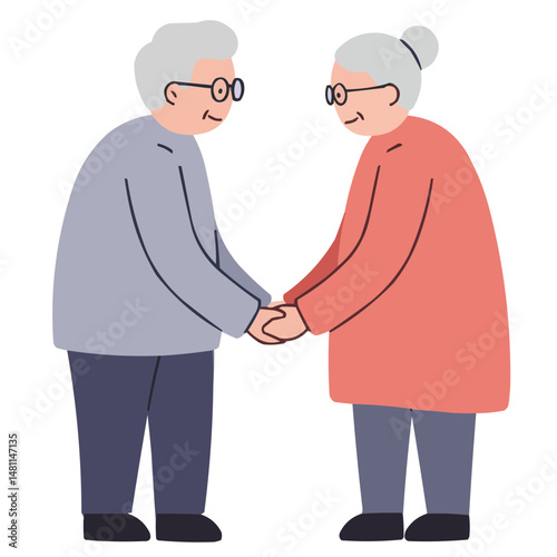Elderly person holding hands - wrinkled hands of seniors gently intertwined in warm embrace, symbolizing love, support and years spent together.