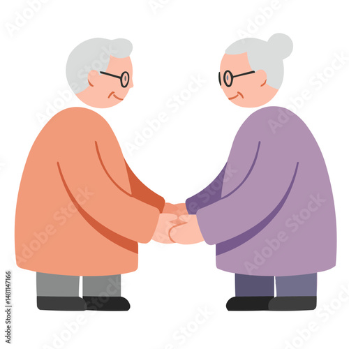 Elderly person holding hands - wrinkled hands of seniors gently intertwined in warm embrace, symbolizing love, support and years spent together.
