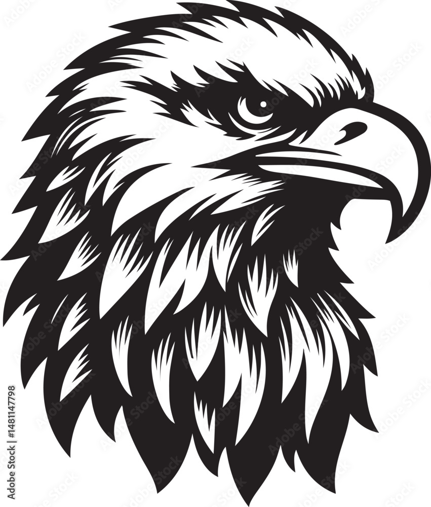 Obraz premium Eagle head silhouette logo icon vector art illustration design template