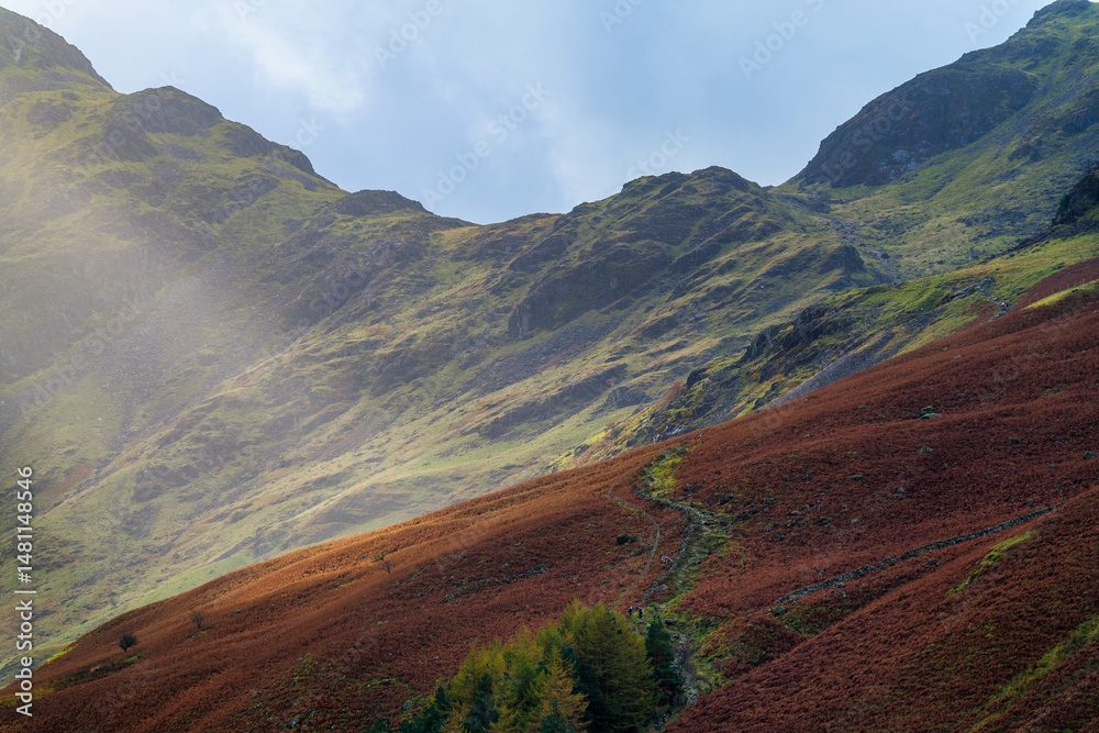 Haystacks hill trail near Buttermere lake in the Lake District. England