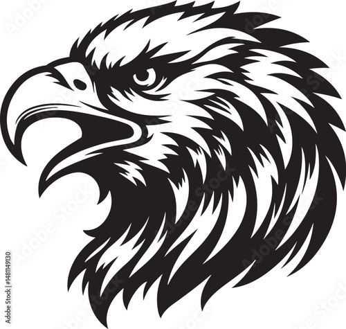 Eagle head silhouette logo icon vector art illustration design template
