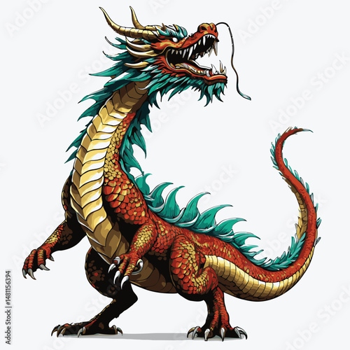 dragon vector art comic book style