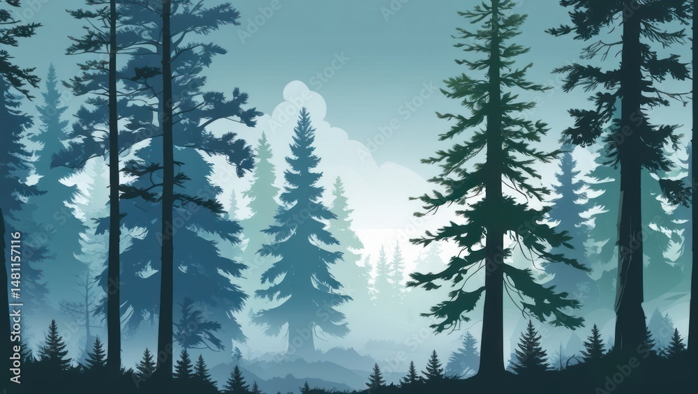 Fototapeta premium pine forest vector background