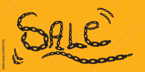 Chains spelling sale word over yellow background