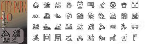 city ​​park icon set  cannot be edited already expanded and merged	