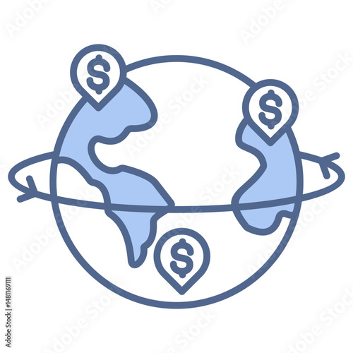Geographic Expansion Blue Icon