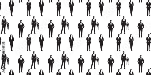 Business People Pattern ,   unique wallpaper featuring a repeating pattern of people's silhouettes in a black and white design.