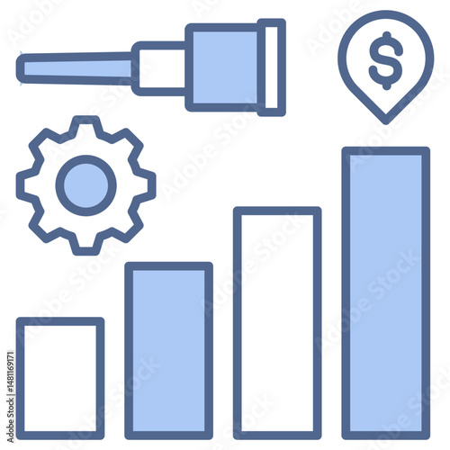 Financial Forecasting Blue Icon