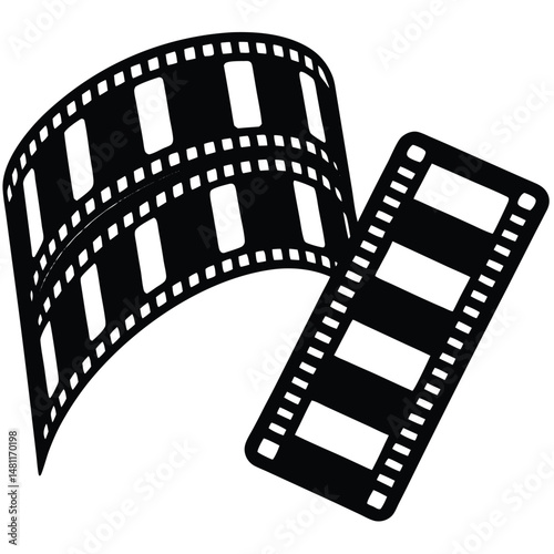 Film Reel Icon Black and White Movie Cinema Graphic