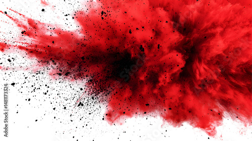 Eruption of crimson particles, a mesmerizing blend of light and darkness