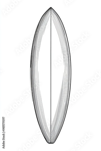 Simple surfboard outline,  detailed design