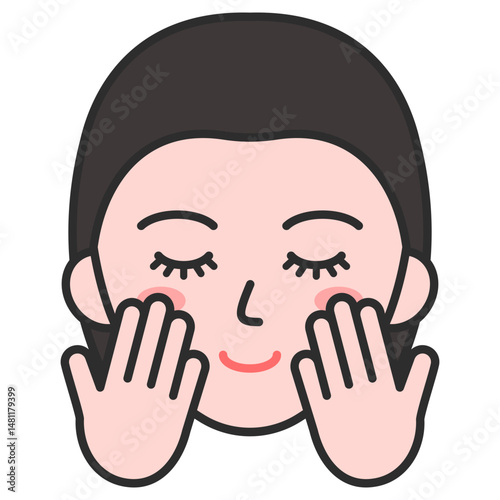 세수하는 여자 얼굴 아이콘