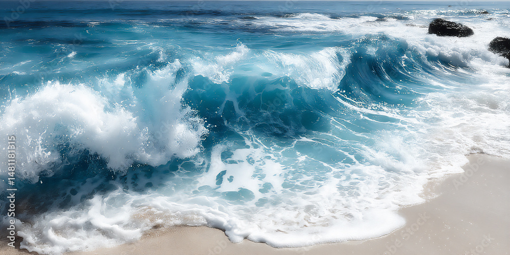 Fototapeta premium high-angle photograph of swirling patterns in shallow ocean water near a sandy shore, abstract and mesmerizing,