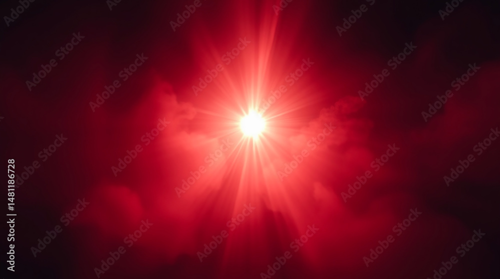 Obraz premium Bright Red Lightburst with Smoky Background and Diffused Glow