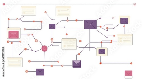 Wallpaper Mural Visualization of email marketing automation flow with branching triggers and user actions Torontodigital.ca