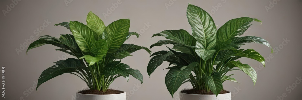 Fototapeta premium Dieffenbachia camilla plant in a pot, showing leaves and stem , potted plant, leaves, container plant