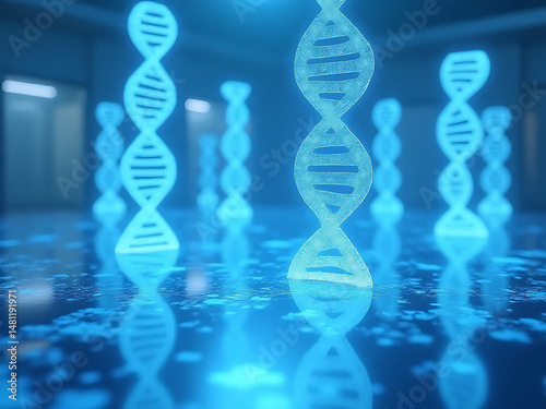Scientific breakthroughs in genetics dna structures laboratory 3d visualization futuristic