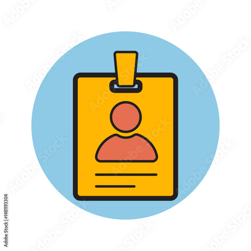 Graphic badge with a person icon