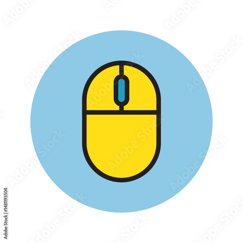 Yellow mouse inside a blue circle