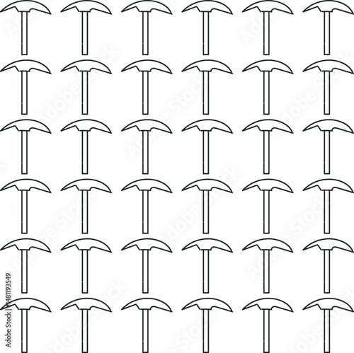 The background consists of a repeating tool - a pickaxe or a pick axe.