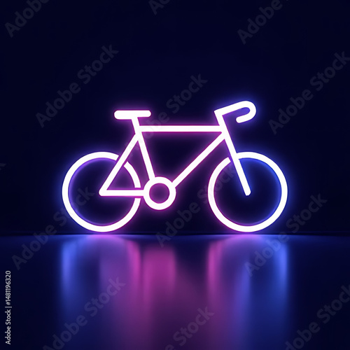 Neon bicycle art installation urban studio digital artwork creative space side view illumination
