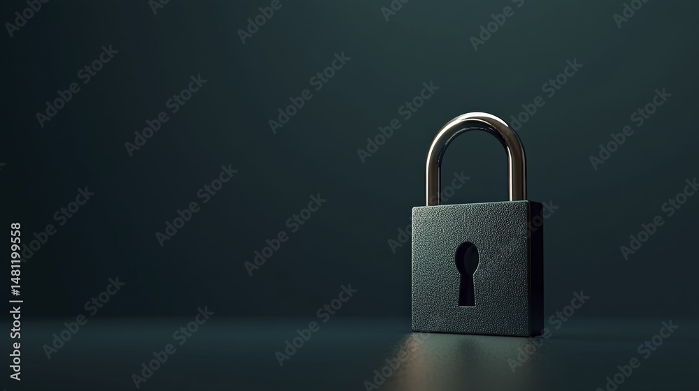 Fototapeta premium Metal Padlock with Textured Body Symbolizing Safety and Protection