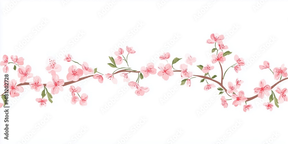 Naklejka premium Free hand drawn cherry blossom white background