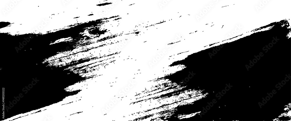 Vector grunge brush strokes texture rough black scratches for paint splatter template. Black and white grunge frame.