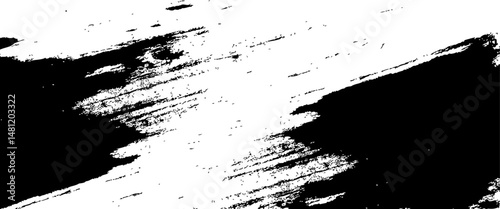 Vector grunge brush strokes texture rough black scratches for paint splatter template. Black and white grunge frame.
