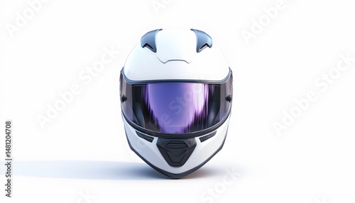 Modern white motorcycle helmet isolated on white background. photo