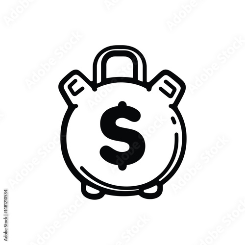 Black dollar sign is centered on the black pot icon, transparent background