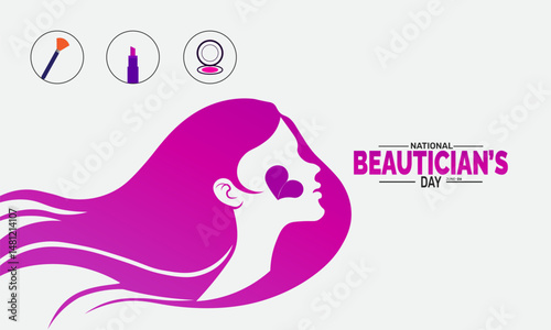 June 26 National Beautician’s Day,  Beautician Day Concept, Salon Poster, creative Banners, Beauty Cards, Makeup Social Media Post or Beauty Background Design Inspiration Vector Illustration 
