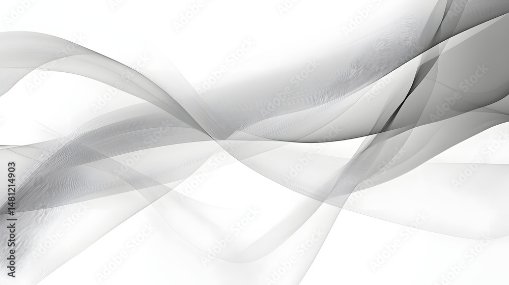 Fototapeta premium Abstract design of flowing, translucent forms in grayscale.
