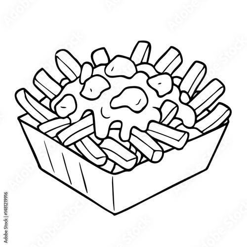 Poutine Classic Canadian Comfort Food Vector Illustration
