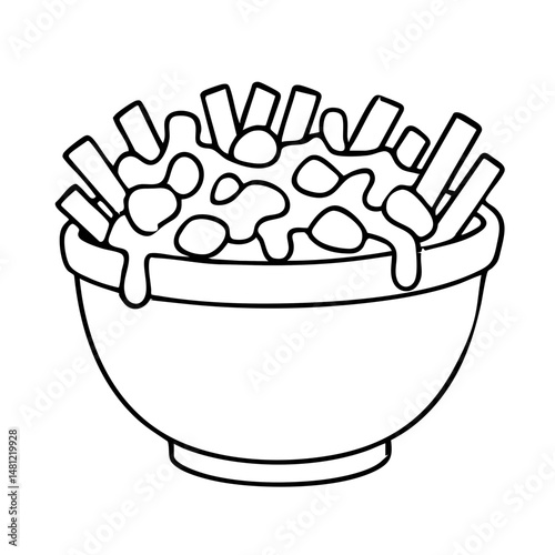 Poutine Classic Canadian Comfort Food Vector Illustration