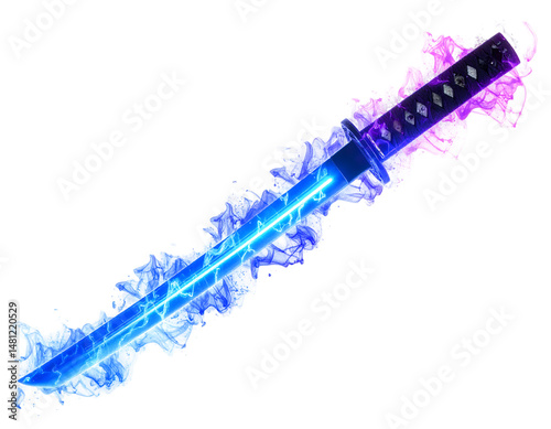 Electrically Charged Katana With Vibrant Energy Effect