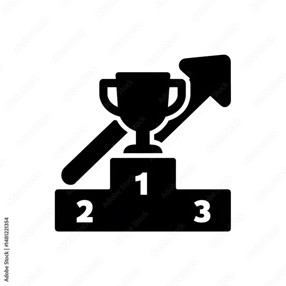 Winning Podium Icon – Trophy Success Achievement Rank Vector Illustration