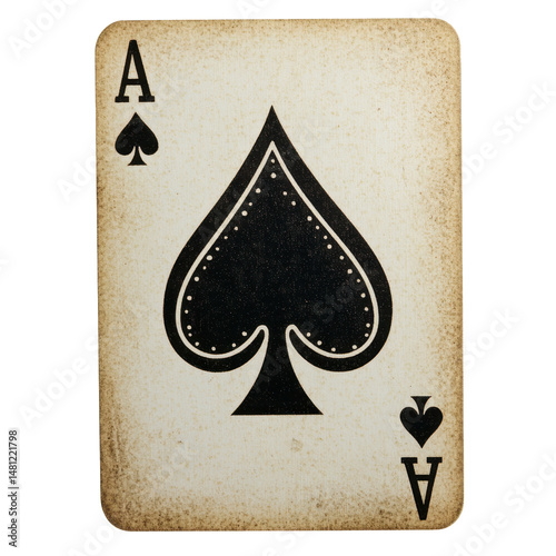 Ace of spades isolated in white background